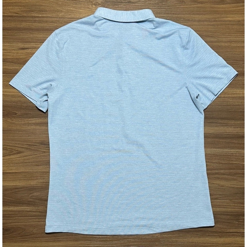 Lululemon Evolution Polo Shirt Mens Light Blue Striped Stretch Performance Sz L - Picture 6 of 7